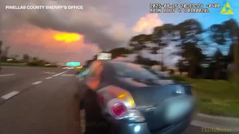 Pinellas County deputy gets a lift while chasing suspect down the street