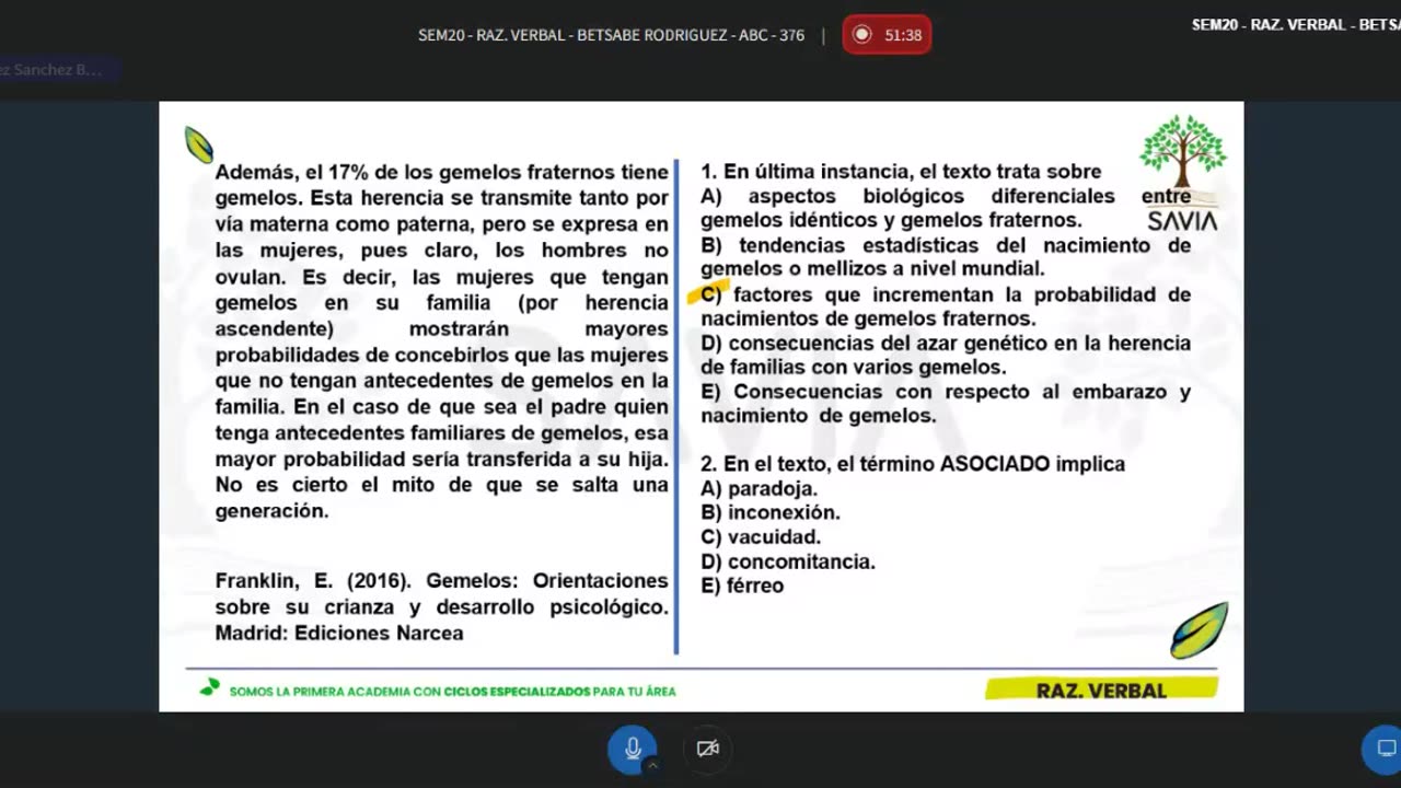 SAVIA SEMIANUAL 2024 | Semana 20 | R. Verbal