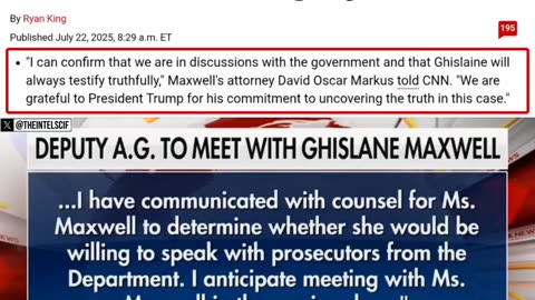 AG PAM BONDI STATES THAT GHISLAINE MAXWELL WILL TESTIFY ABOUT EPSTEIN.