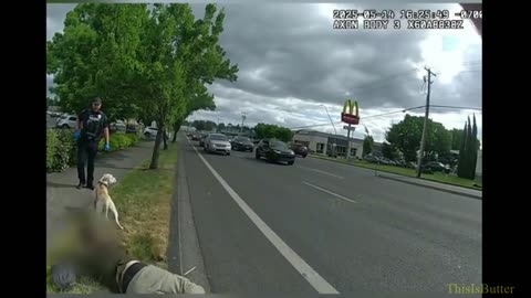 Vancouver Police officers stop suspect from stabbing his dog during arrest
