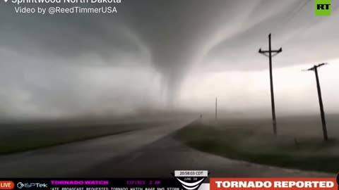 Stormchaser intercepts 'extremely violent' tornado as power cuts North Dakota