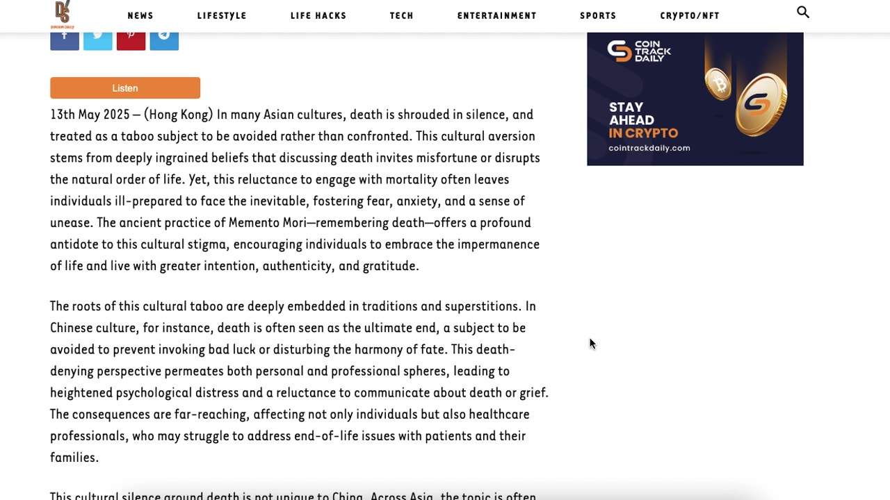 Master GongSun Taoism - Taoism Applied to News - Embracing death: Memento Mori and Asian culture