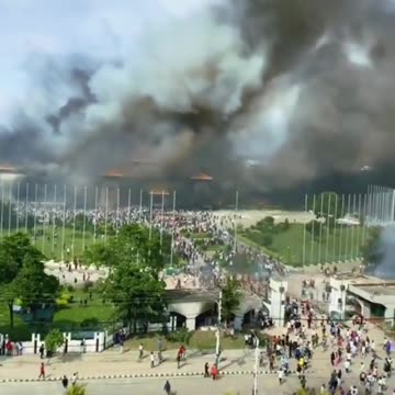 Nepal citizens burn down the Parliament building after Nepal Politicians BAN SOCIAL MEDIA.