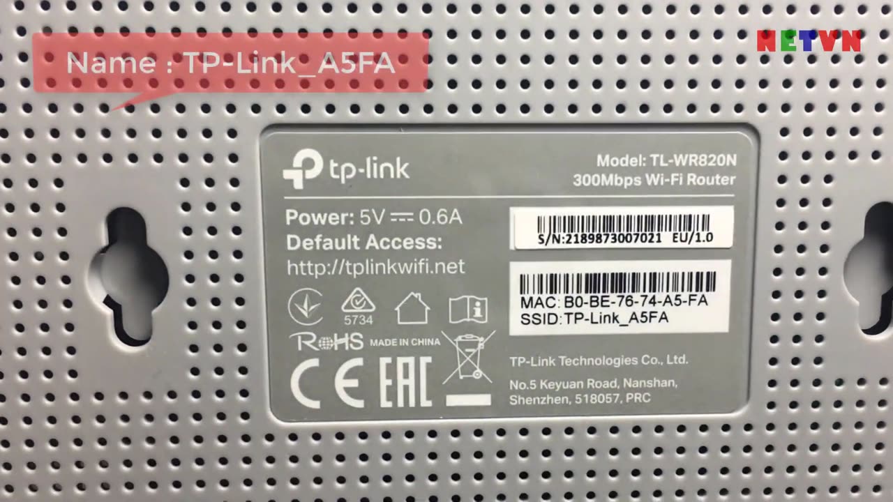192.168.0.1 Setup tp-link Wi-Fi router (TL-WR820N) NETVN