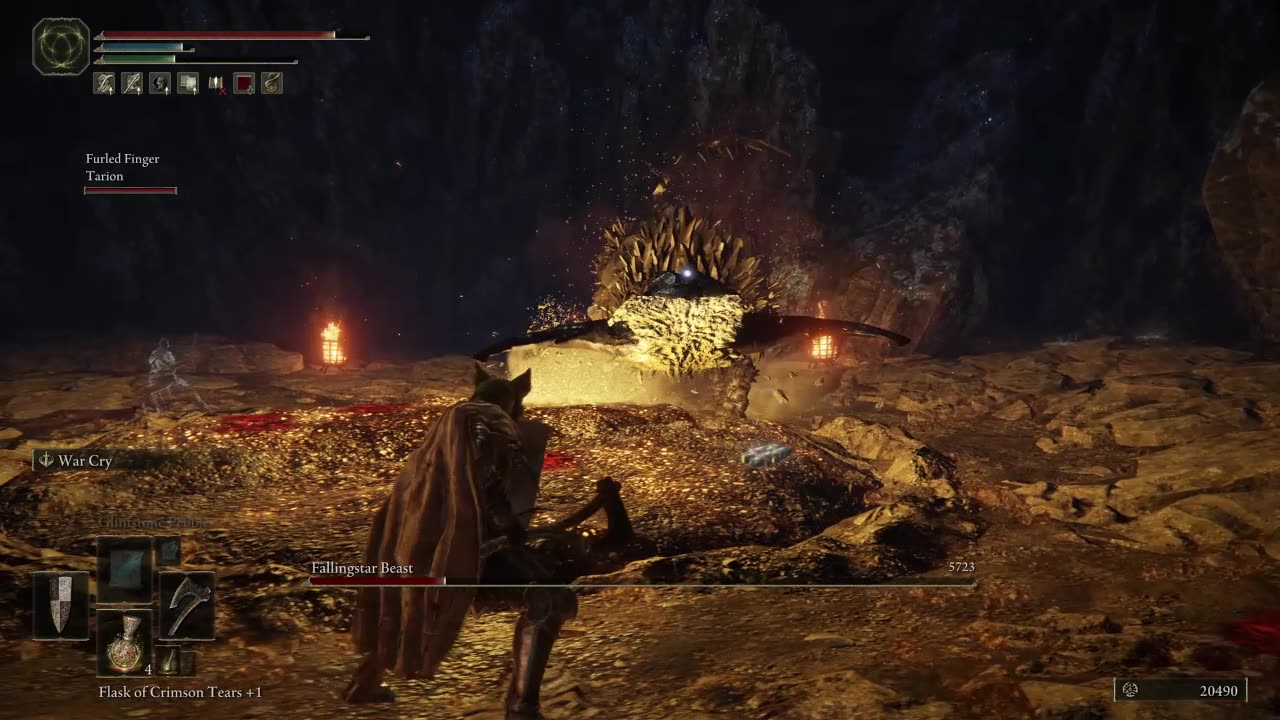 Elden Ring PC | Fallingstar Beast boss fight co-op w/1 summoned player on NG