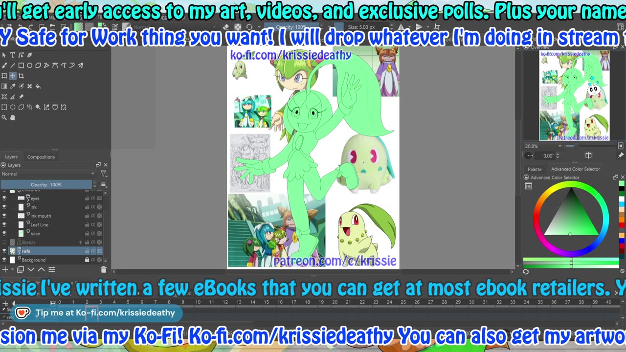 Early Morning Art Stream Chikorita as Sonic Character