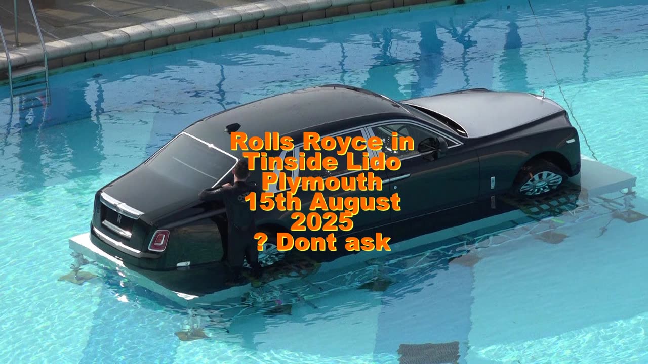 Rolls Royce lowered into Plymouths Iconic Tinside Lido England on 15th August 2025