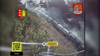 Multiple Drones Slam into Russian Fuel Train Causing Massive Explosions