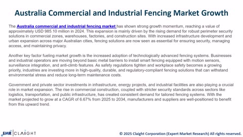 Australia Commercial and Industrial Fencing Market | 2034