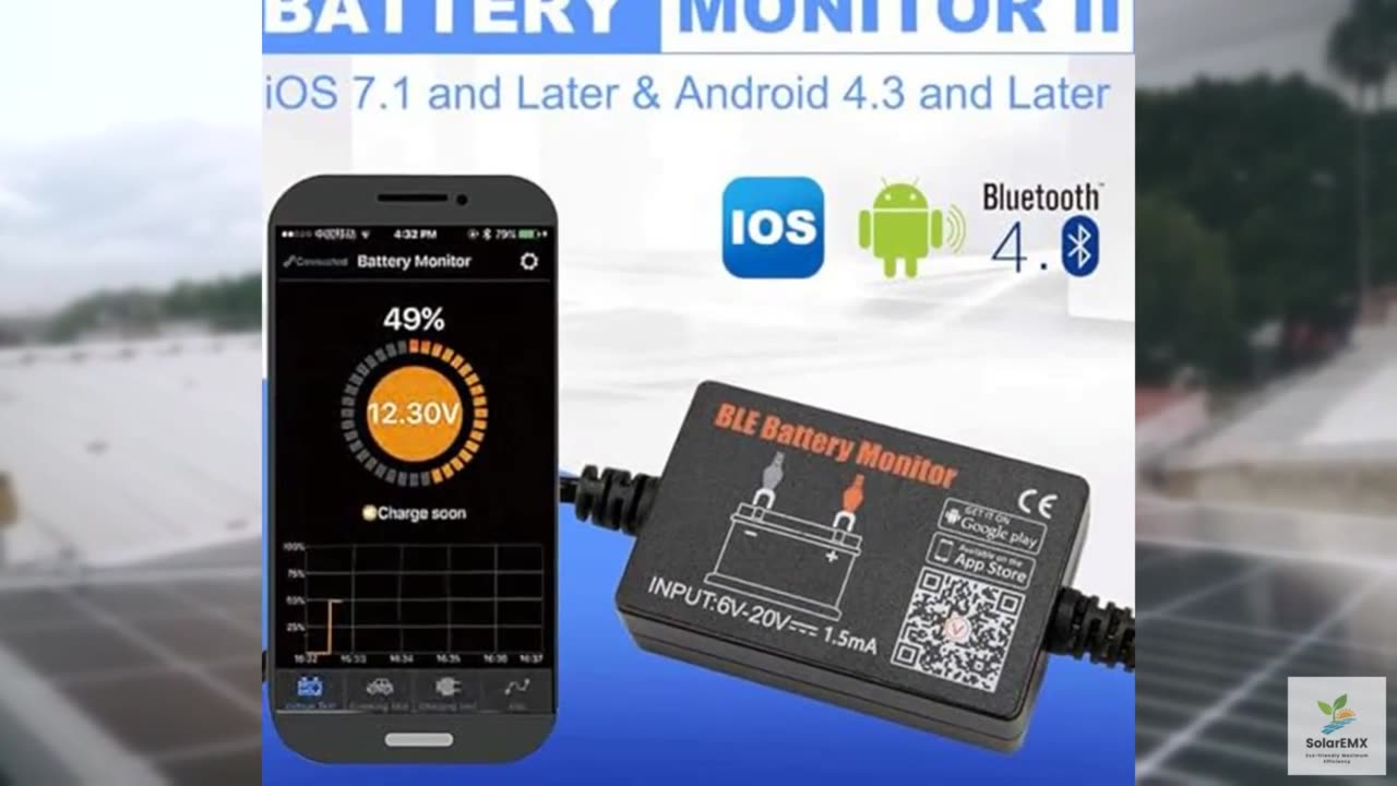 Zodazoqa 12V Car Battery Monitoring Tester BM2 Bluetooth 4.0 Device Battery Diag