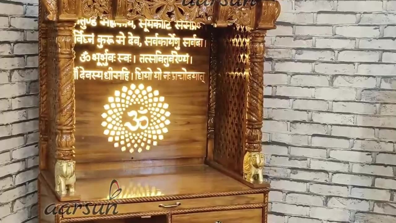 Teak Wood Temple with LED | Ganesh Ji Design | Handcrafted Mandir by Aarsun #poojaghar