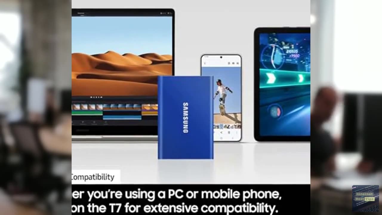 SAMSUNG T7 Portable SSD, 1TB External Solid State Drive, Speeds Up to 1,050MB/s,