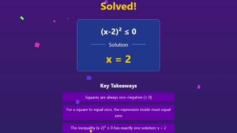 Solving Math in Seconds: Why (x-2)² ≤ 0 Has Only ONE Solution!