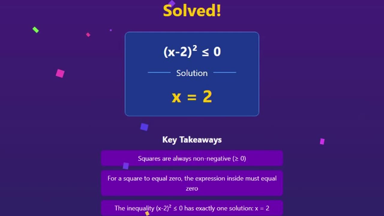 Solving Math in Seconds: Why (x-2)² ≤ 0 Has Only ONE Solution!