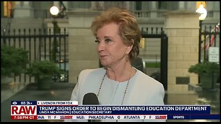 Education secretary Linda McMahon speaks to reporters after Trump's order to dismantle department