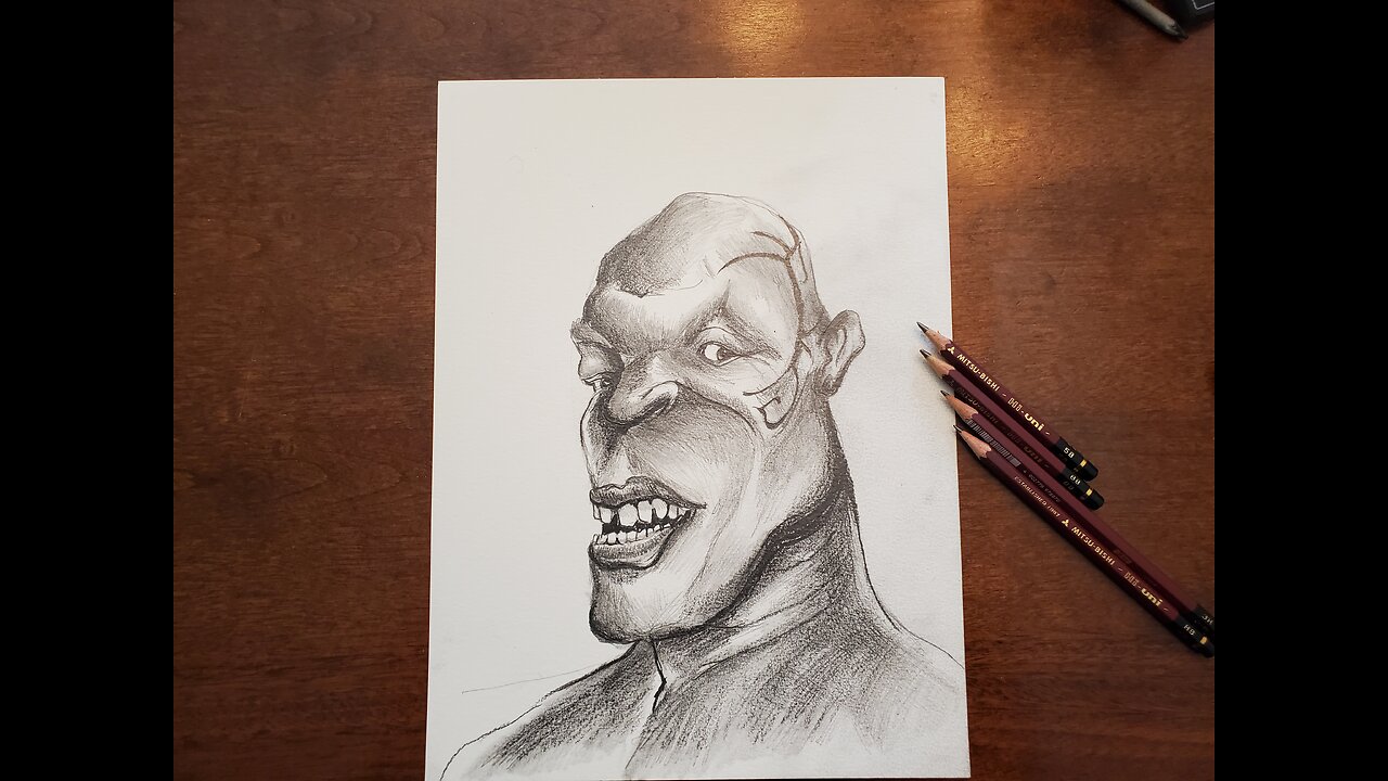 Drawing A Caricature Of Mike Tyson- Time Lapse Video.