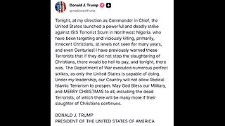 President Trump says the U.S. launched airstrikes in Nigeria on Christmas night targeting ISIS
