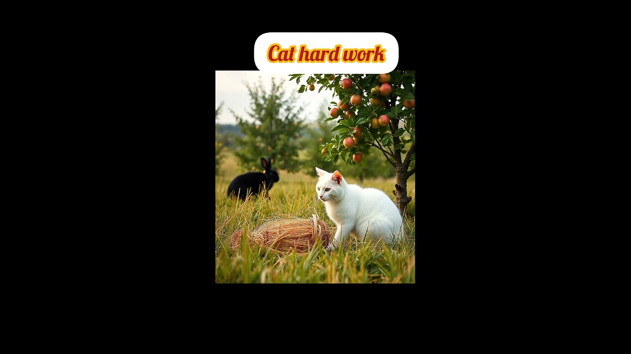 cat hard work in field