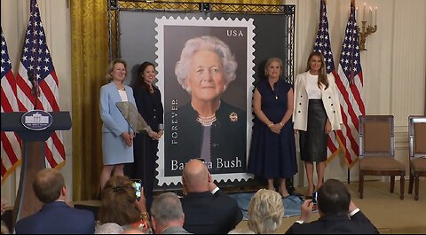 First Lady Melania Trump Participates in a Barbara Bush Stamp Unveiling Event
