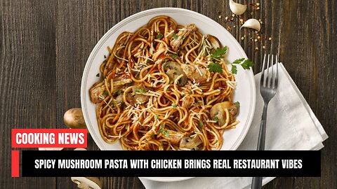 This spicy mushroom pasta with chicken brings real restaurant vibes to your home! 👨‍🍳🔥