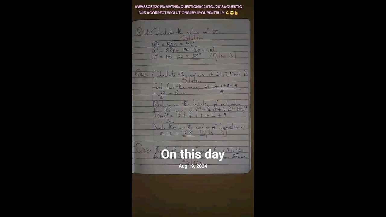 Exam question solutions that I posted #onthisday last year ☺️😇
