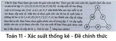 Đề chính thức 2025: Giải chi tiết câu khó nhất: Bạn Nam tham gia cuộc thi