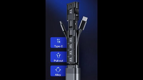3-in-1 Compact Portable Card Reader, with Storage for 9 Cards, SIM Card Pin, Phone Holder & Lanyard