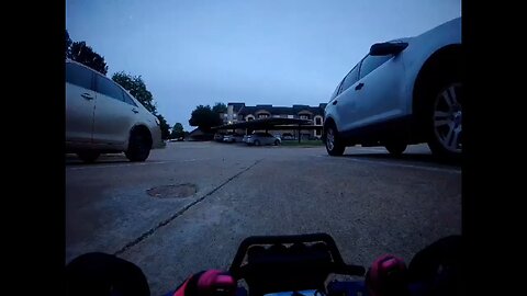Joey playing with his RC on the way to his mailbox