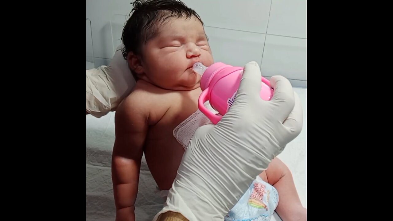 cute panda baby feeding