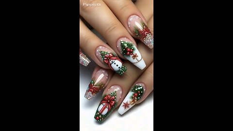 Cute Christmas Press-On Nails 🎄❄️ Red Y2K Coffin Nails for Holiday Glam