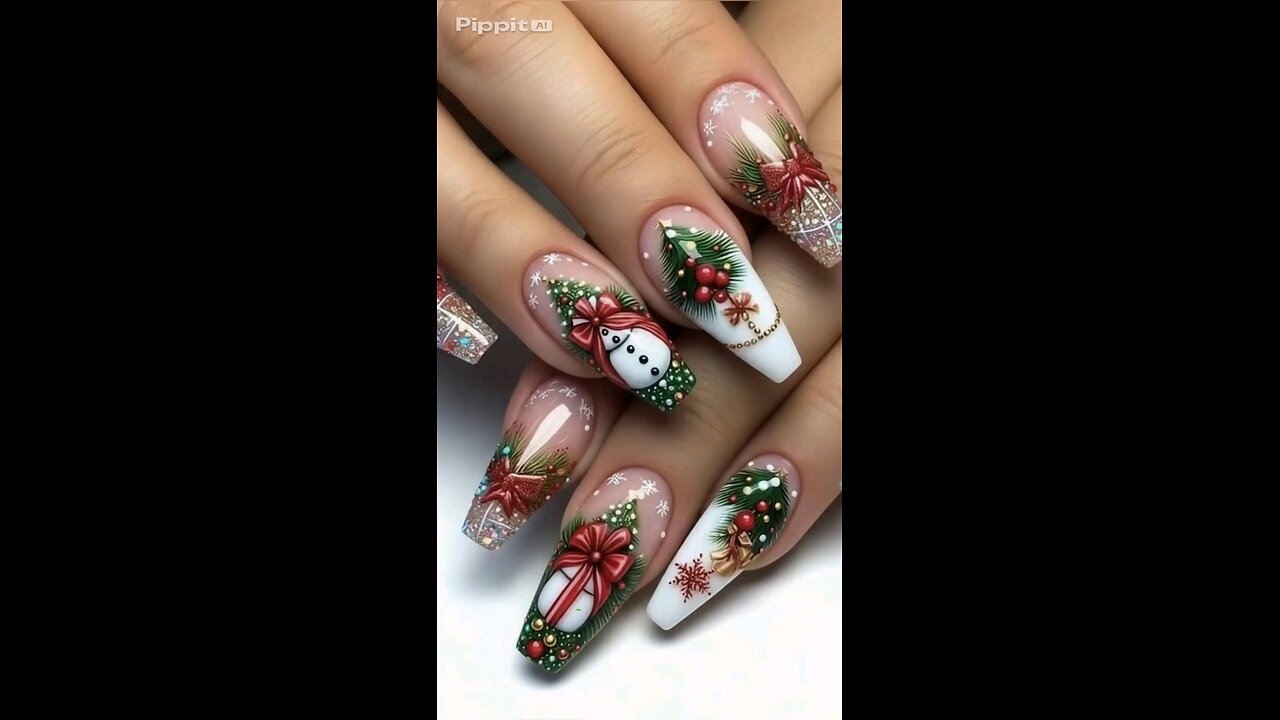 Cute Christmas Press-On Nails 🎄❄️ Red Y2K Coffin Nails for Holiday Glam