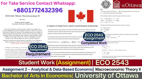 Student Work(Assignment)|ECO 2543 Data-Based Economics| Macroeconomic Theory II|University of Ottawa
