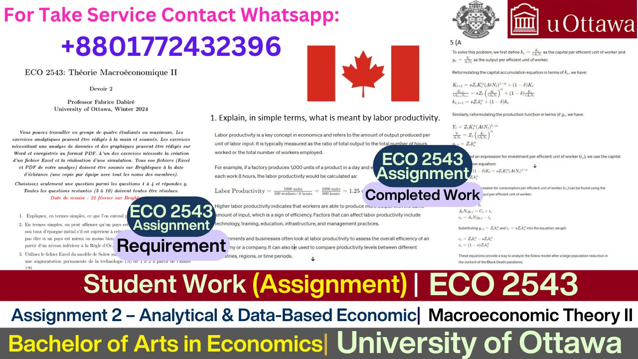 Student Work(Assignment)|ECO 2543 Data-Based Economics| Macroeconomic Theory II|University of Ottawa