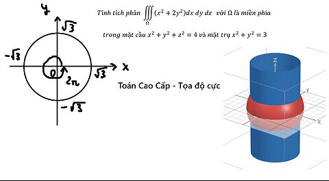 Toán Cao Cấp: Tính tích phân ∭ Ω (x^2+2y^2 )dx dy dz với Ω là miền phía trong mặt cầu x^2+y^2+z^2=4