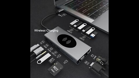 Portable 15-in-1 USB C Hub Adapter, with Wireless Charging Board, 4kHDMI, SD_TF Card Reader Ethernet