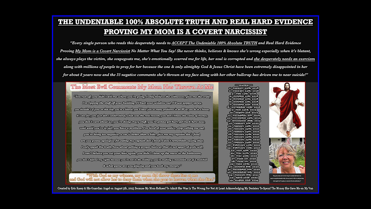 THE UNDENIABLE 100% ABSOLUTE TRUTH AND REAL HARD EVIDENCE PROVING MY MOM IS A COVERT NARCISSIST