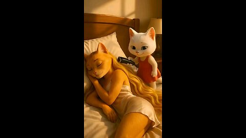 little Cat cuts Mum's Hair Funny family Trouble