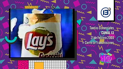 Tandas Comerciales Canal 13 (21 de Febrero 2000) + Cierre de Transmisiones