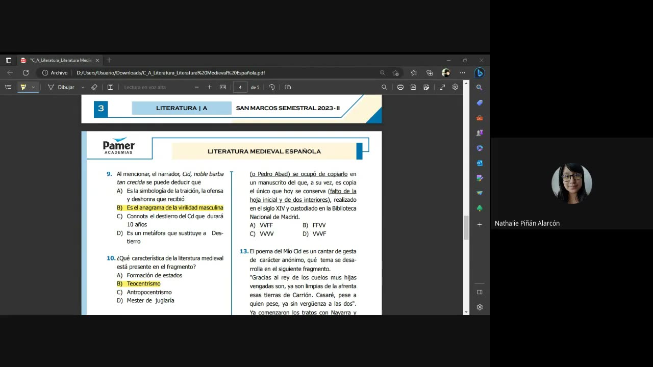 PAMER SEMESTRAL 2023 | Tema A | Literatura