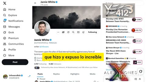 Nos entristece profundamente informarle que el reportero de InfoWars, Jamie White...