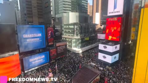 NOW: Large crowds gather in Times Square for "No Kings" protest in NYC