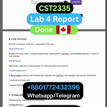 Client Work (Report) | CST2335 Lab 4 Mobile Graphical Interface Programming | Algonquin College