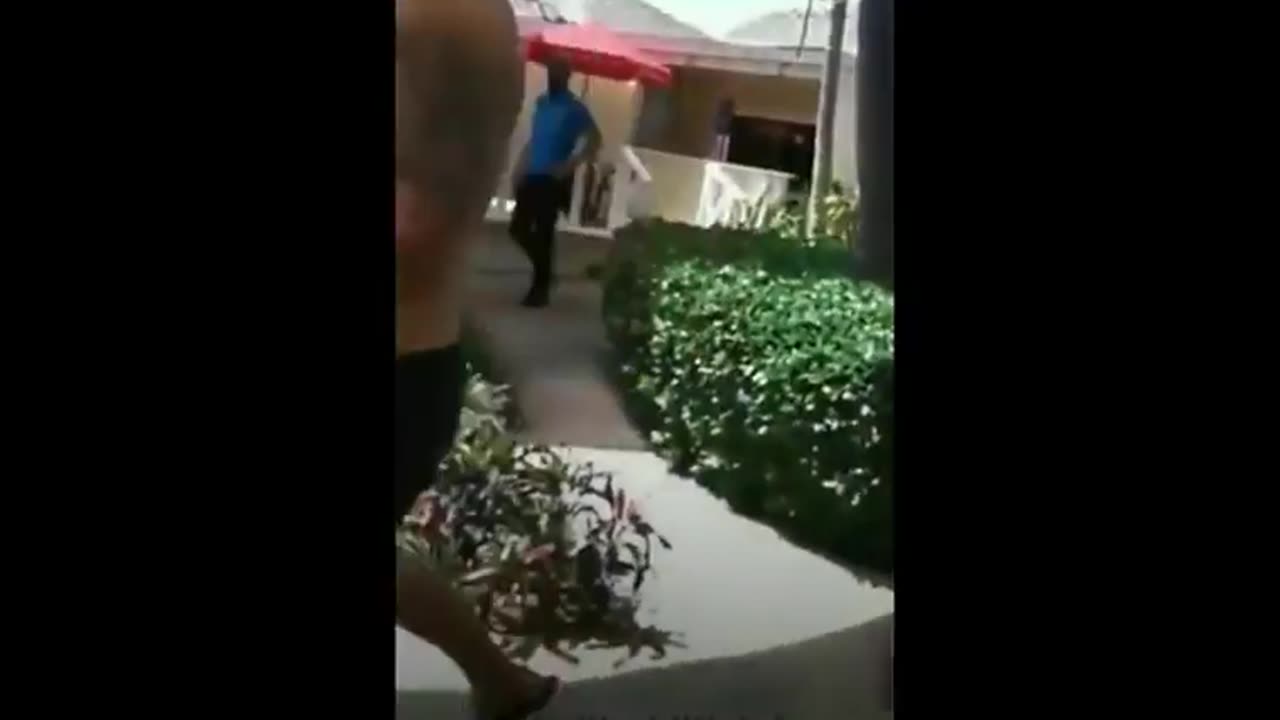 Dude hits a woman and instantly gets swarmed.