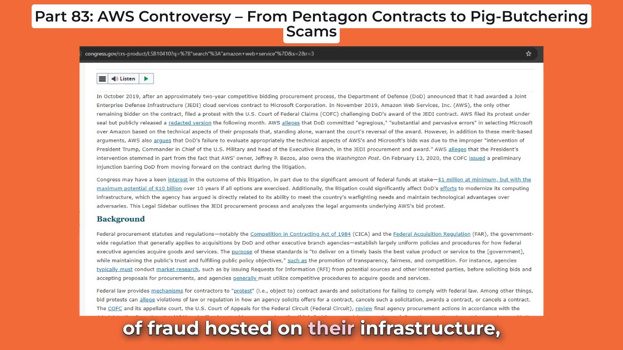 Part 83: AWS Controversy – From Pentagon Contracts to Pig-Butchering Scams