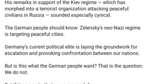 Chairman of the Russian State Duma Volodin: To German idiot prime minister Friedrich Merz"