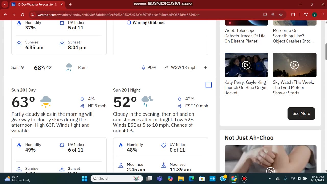 APRIL 18 2025 MORNING WEATHER FORECAST