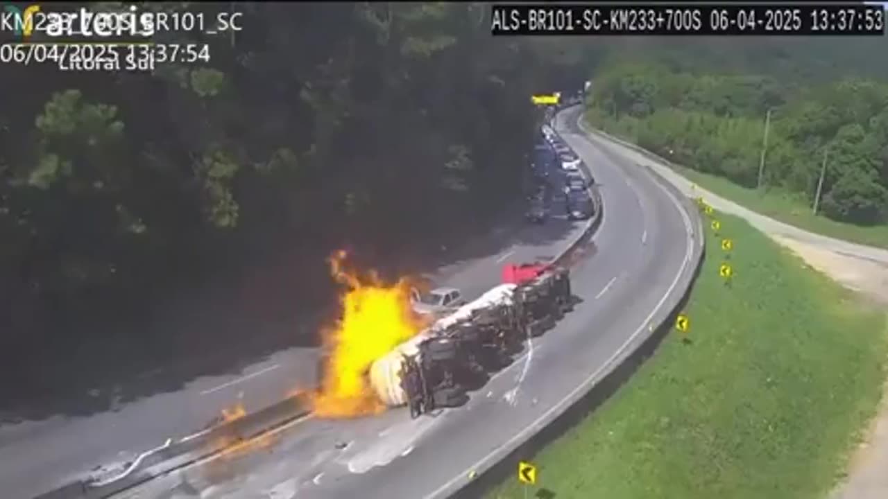 Scary situation, stuck behind slow moving vehicles and then this happens