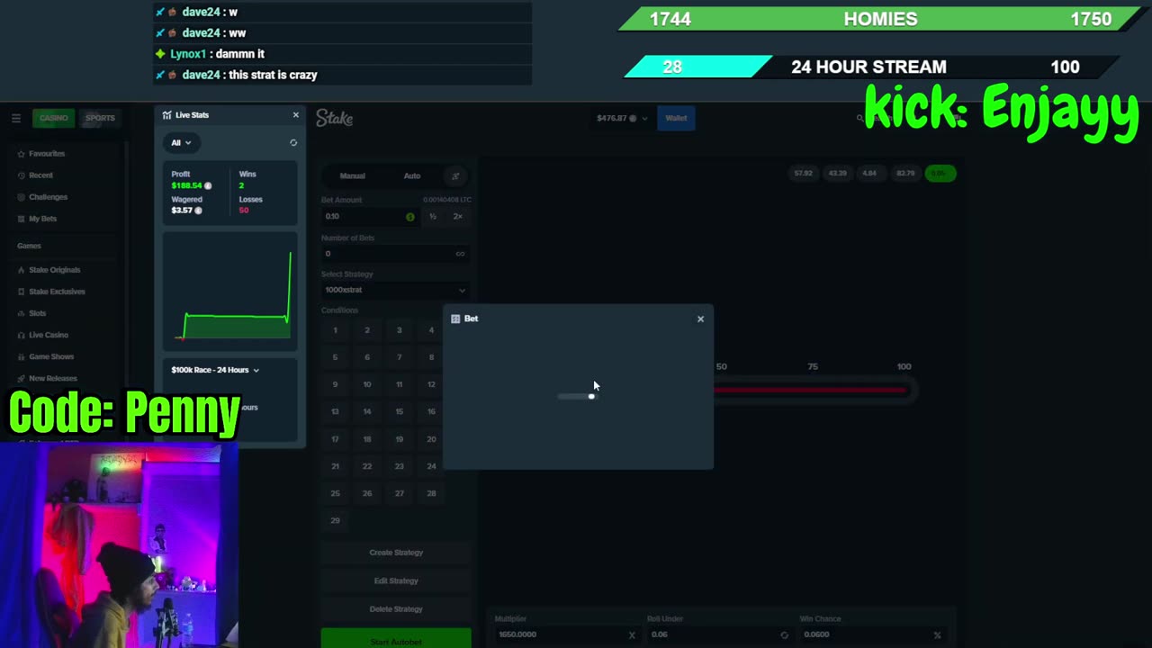 I CREATED A DICE STRAT LIVE ON STREAM (HUGE PROFIT)
