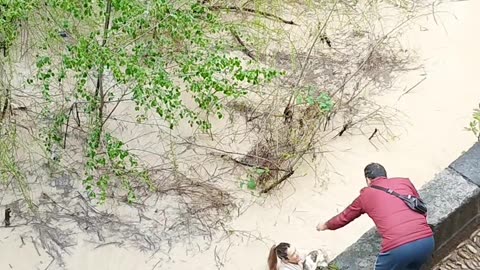 Woman Jumps Into River To Save Cat