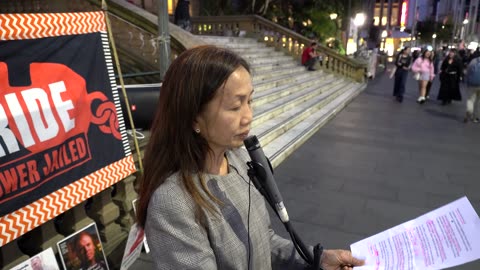 Dr My Le Trinh (suspended) speaking at Sydney Town Hall, 25-Apr-2025